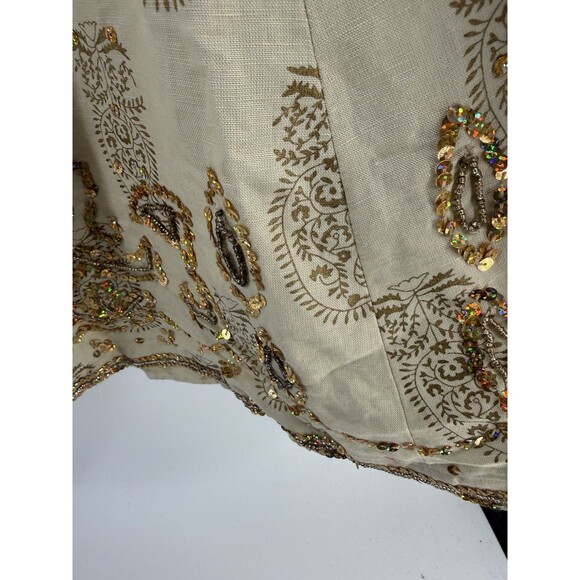 Carole Little Vintage skirt Linen Blend sequin Folk Cottagecore Fairy Midi 8 - Picture 5 of 13